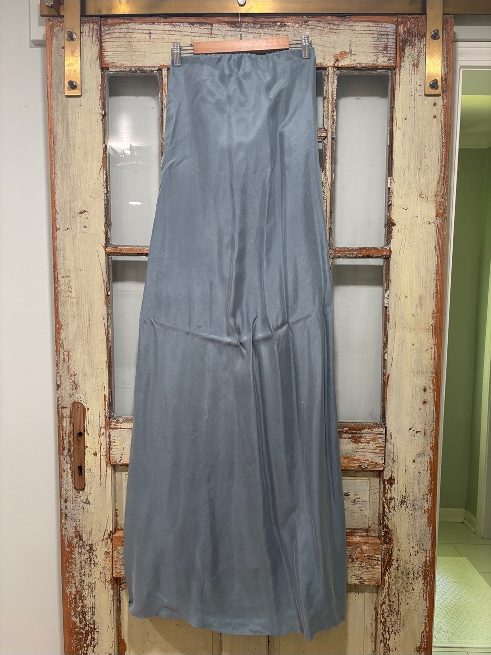 Satin Light Blue Maxi Skirt Dress